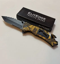 elite edge camo raised flag tactical folding knife, Great Gift