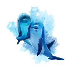 Wandtattoo Meerestiere 60x60cm Wandaufkleber Kinderzimmer YX010-3 Delfine