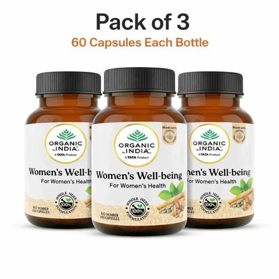Organic India Women's Well Being 60 Veg Capsules Ayurvedic Herbal 3 Pack