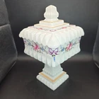 Vtg Westmoreland Roses & Bows Milk Glass Wedding Bowl Hand Painted Candy Trinket