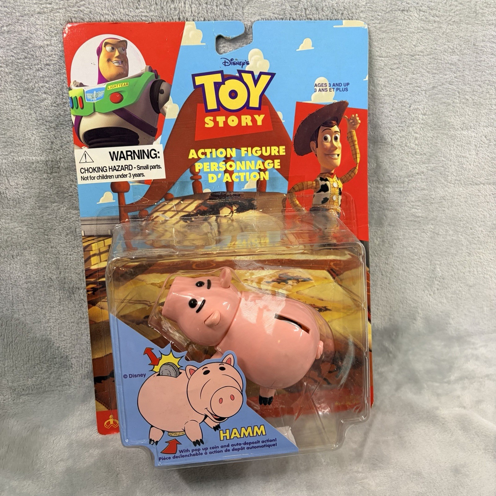 Vintage 1995 Toy Story HAMM Pig with Pop Up Coin Action Figu