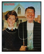 Vintage 1981 Ronald Reagan Poster NOS Nancy Reagan American Gothic Jelly Beans