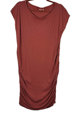 GAP Maternity Dress Womens Large Rust Ruched Side T Shirt Casual Knee Length
