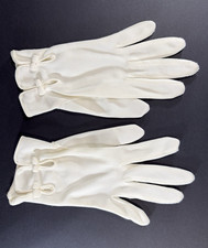 Vintage White Ivory Wrist Gloves Bow Detail 1950s Hong Kong Wedding Prom Formal