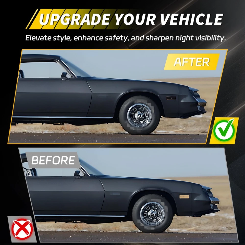 2 luces de señalización laterales de parachoques delantero con lente de humo para Chevrolet Camaro Z28 1978-1981 Foto 2 de 4