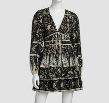 $495 Ulla Johnson Women's Black Ruffle Long Sleeve Minidress Size 4