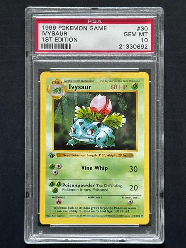 Ivysaur (1st Edition) graded PSA 10 for sale on eBay
