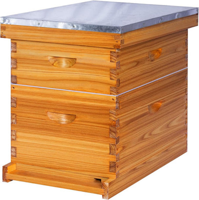 Honey Lake 8-Frame Beehive Complete Bee Hive Boxes Starter Kit Dipped in Beeswax