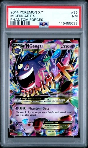 2014 POKEMON XY PHANTOM FORCES #35 M GENGAR EX PSA 7