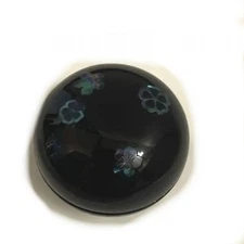 Incense Container Black Floral Pattern  Close to