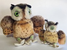 Vintage Steiff Owl Family 5" 8 1/2" Excellent Mohair - No Tags