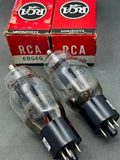 NOS Pair RCA 6BG6G Power Tubes Black Plates Dual 'D' Getters Matched Codes NIB