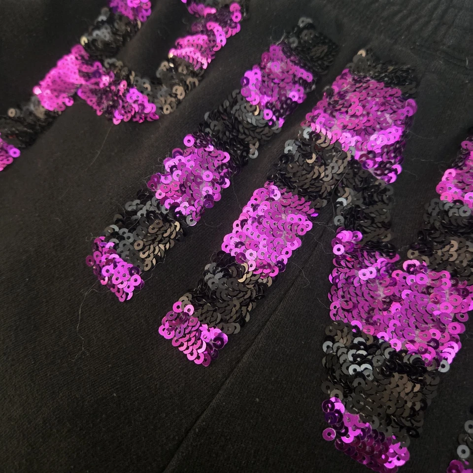 Pantalones Cortos Raro Victorias Secret Rosa Cebra Lentejuelas Bling Púrpura y Negro Talla Mediana Foto 2 de 4