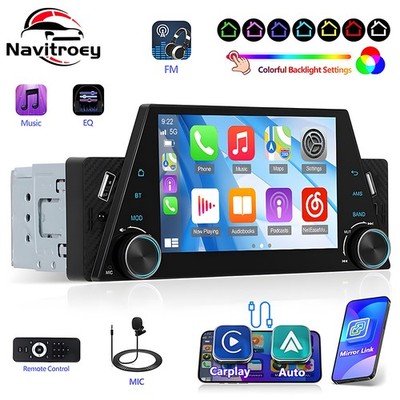 Single 1DIN 5'' Touchscreen Autoradio Apple CarPlay/Android Auto Bluetooth FM USB