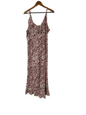 Oscar De La Renta Pink Label Womens Satin Slip Dress Size XL  White Red Clover