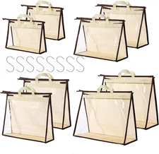 8-Pack Clear Handbag Dust Bags for Closet Storage and Organization
