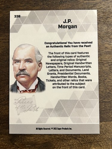 2021 Pieces of the Past Historical Edition - JP Morgan - Relic/jumbo Check - Picture 2 of 2