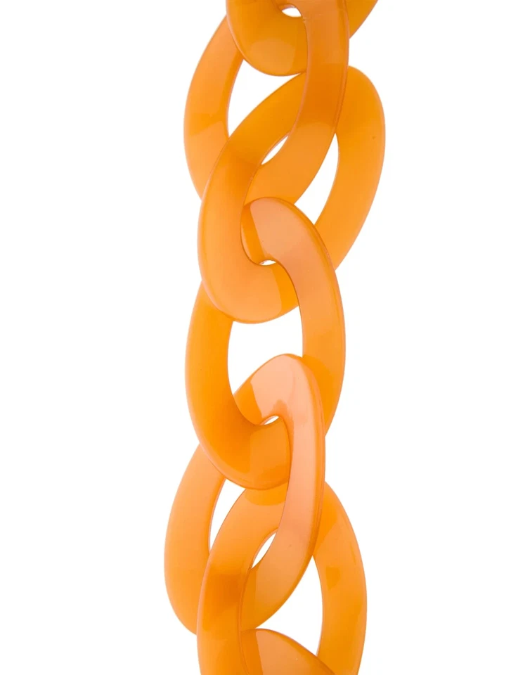 Colar de corrente KJL Kenneth Jay Lane grande laranja elos robustos resina leve - Imagem 3 de 4