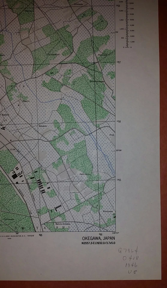 1946 US Army Map City Plan of Okegawa, Saitama Prefectur, Honshu Japan  1:12,500 - Image 2 of 4