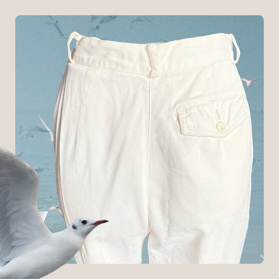Vintage 80s Esprit Sport Womens Ivory Pants Cotton Solid High Rise 5/6