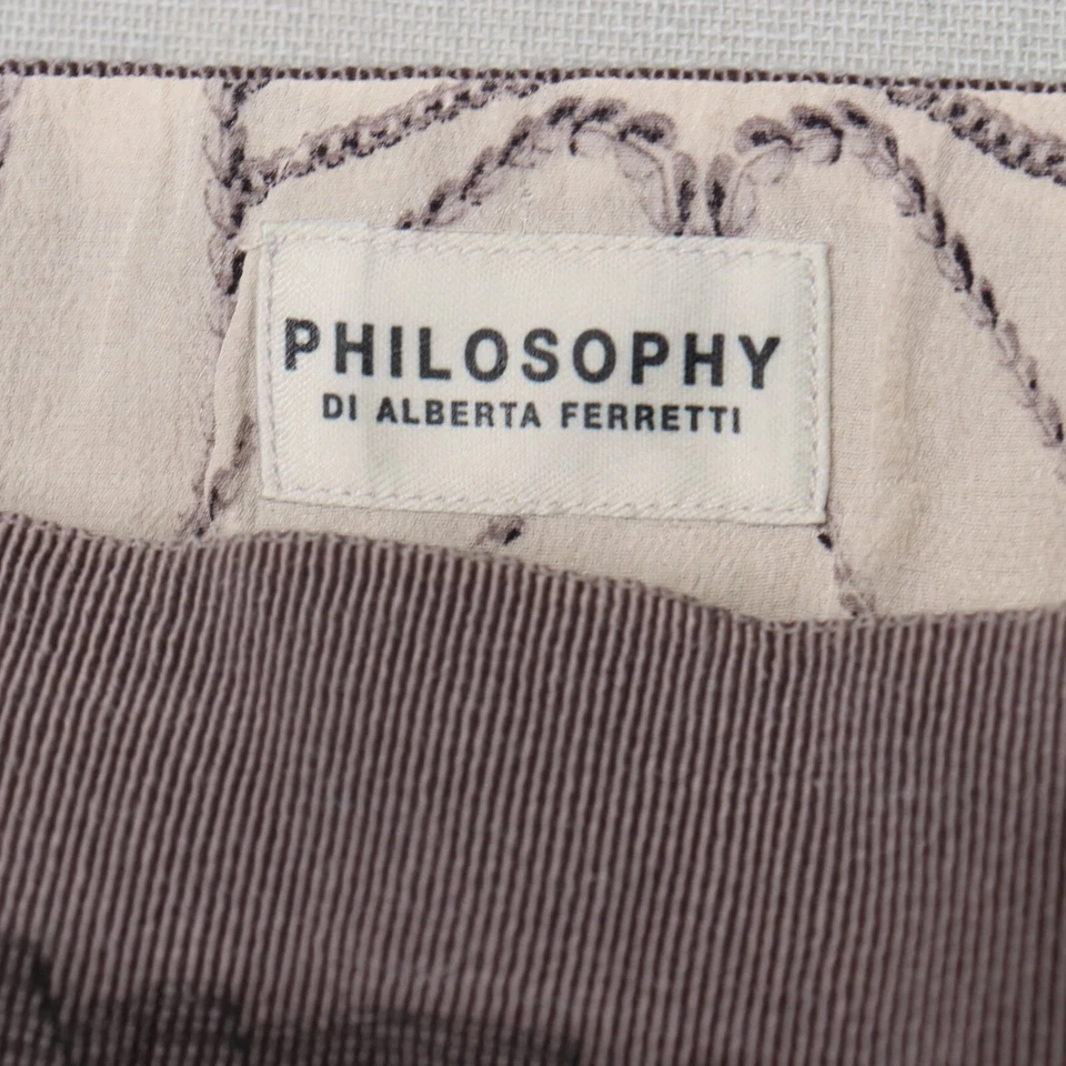 Blusa Philosophy Di Alberta Ferretti Mujer 8 Beige Gris Seda Sin Mangas Floral Foto 4 de 4