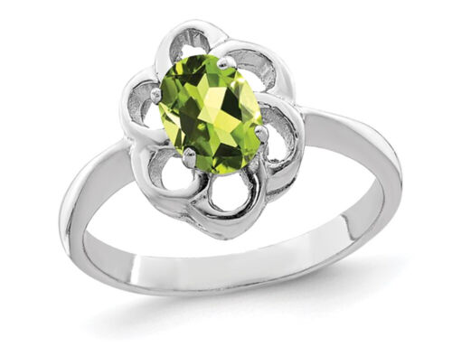 2/5 Carat (ctw) Oval Peridot Ring in Sterling Silver - Picture 1 of 4