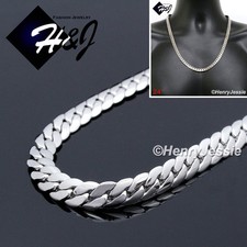 24"MEN's Stainless Steel 8mm Silver Miami Cuban Curb Link Chain Necklace N155