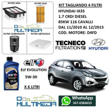 KIT TAGLIANDO 4 FILTRI E OLIO ELF 5W30 HYUNDAI IX35 1.7 CRDI 85KW 116 CV CAVALLI