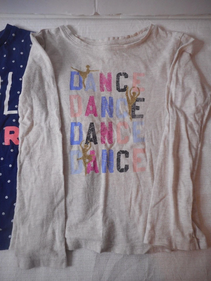 2pcs Carters Gap Tops Girls 6 Blue #Girl Power Polka Dots Gray Dance Long Sleeve - Image 3 of 4