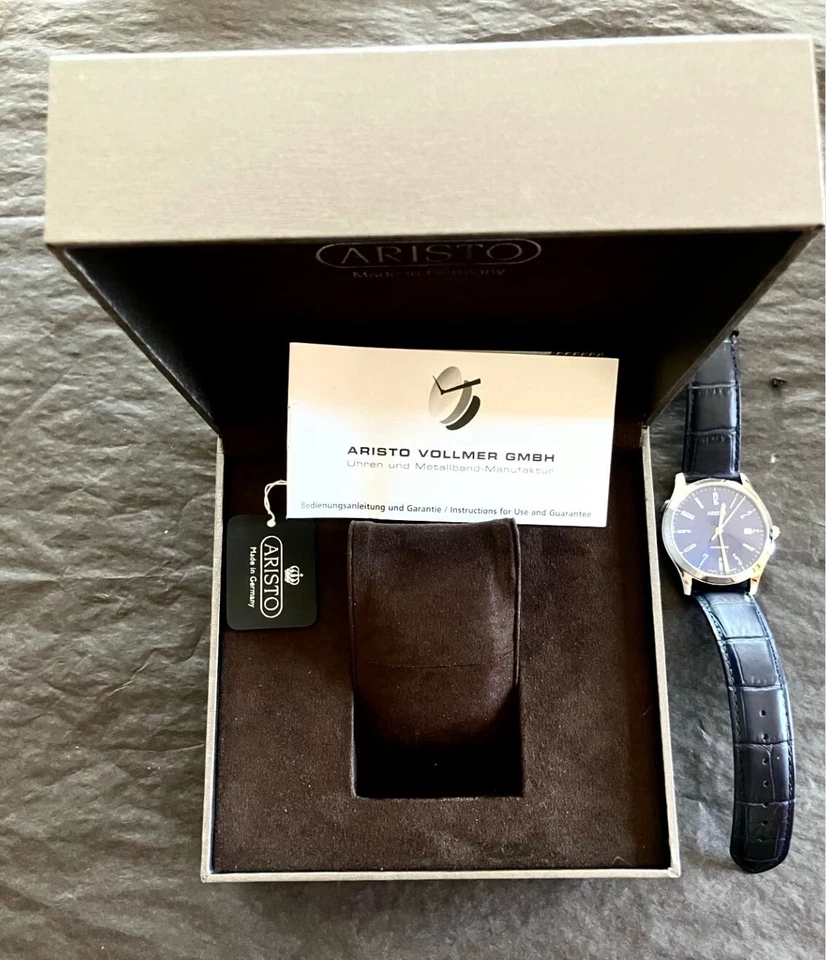 Aristo Bauhaus 38 Azul Meia-Noite- 4H129- Safira- Relógio Masculino (NOVO COM ETIQUETAS) - Imagem 2 de 4