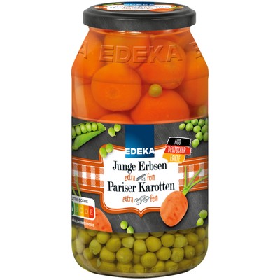 Edeka Junge Erbsen mit Pariser Karotten 530g Glas