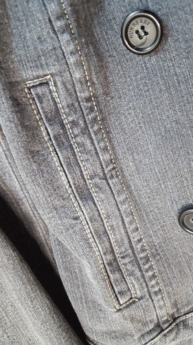 Burberry London Double Breasted Stretch Denim Jacket Nova Check - Size UK 8 - Picture 20 of 20