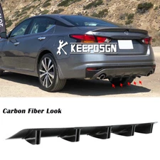 For Nissan Altima Maxima Sedan Carbon Rear Lip Bumper Diffuser Shark Fin Spoiler