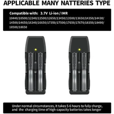 2PCS 4.2v Universal Smart Charger 2 Bay for 3.7v Lithium Rechargeable Batteries