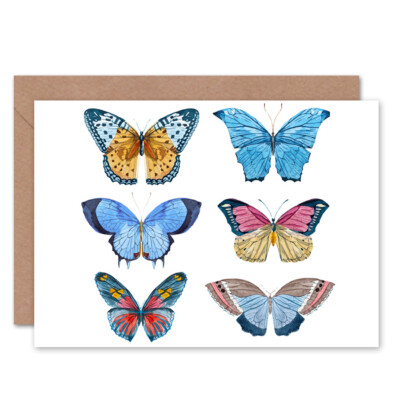 Schmetterlinge Vektor Aquarell Karte mit Umschlag