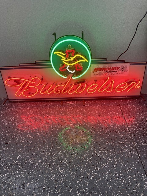 Budweiser ビンテージネオンサイン 野球 Budweiser neon sign 1960's very colorful and works great! | eBay