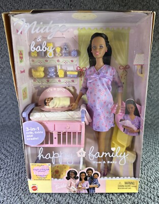 NOS Barbie Pregnant Midge & Baby Happy Family (56664) African