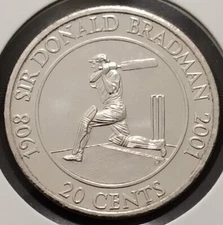 Beautiful Condition..Bradman 2001  20c Coin  Mint Un Circulated in 2 x 2 Flip.