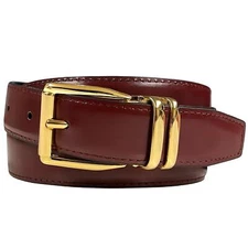 Men's Genuine Leather Reversible 1-1/8" Wide Black Burgundy Casual Dress Belt