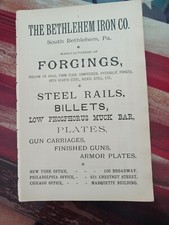 1898 Orginal Print Ad BETHLEHEM IRON COMPANY railroad Rails South Bethlehem PA