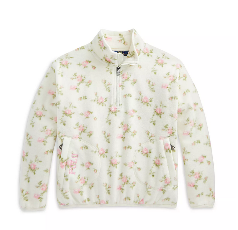 Polo Ralph Lauren Girls' Floral Polar Fleece Cream Flower Size XL
