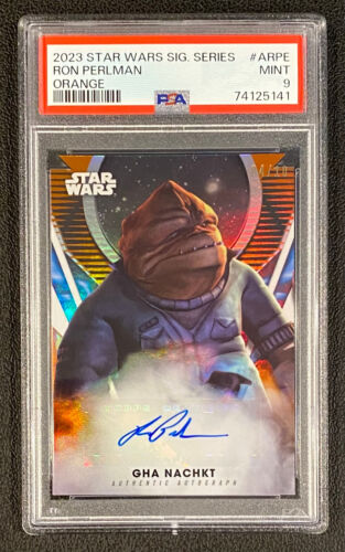 2023 Topps Star Wars Signature Series RON PERLMAN Orange Auto /10 PSA 9 POP 1 - Afbeelding 1 van 4