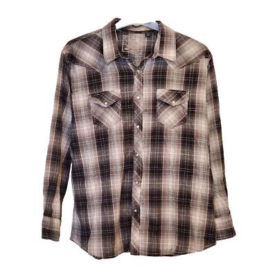 Ely Cattleman 1878 Western Shirt Men's XXL Pearl Snaps Plaid Long Sleeves VGUC 