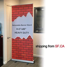HEAVY-DUTY 33½"x80" Retractable Roll Up Banner Stand