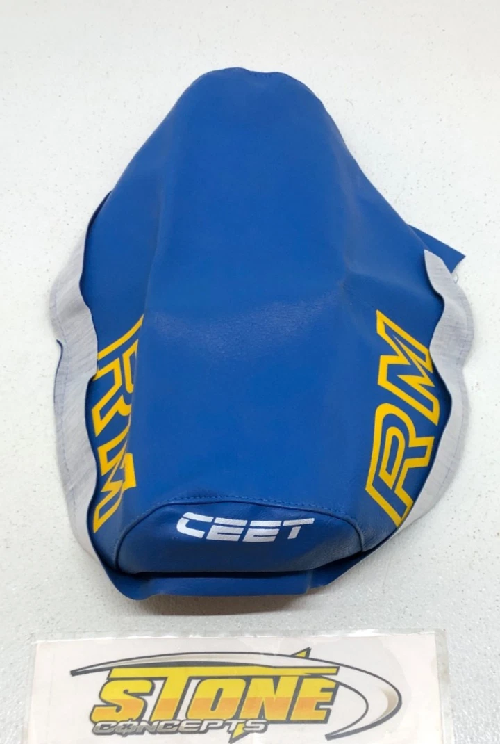 New Suzuki RM CEET Seat Cover RM80 RM85 RM125 RM250 Blue RM Outline in Yellow