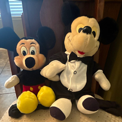Disney Mickey Mouse Plush Stuffed Toys Lot of 2 Classic & Tuxedo