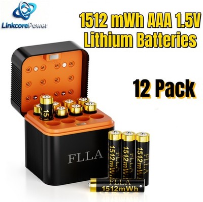 12 Pack 1512mWh AAA Rechargeable Lithium Batteries 1.5V + Fast Charger Box NEW