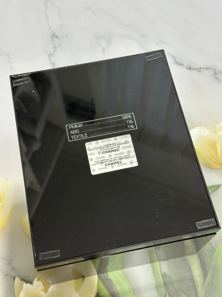 CHANEL MAKEUP BOX Black Acrylic Drawer Storage Box with Silver CC Logo - Image 4 of 4