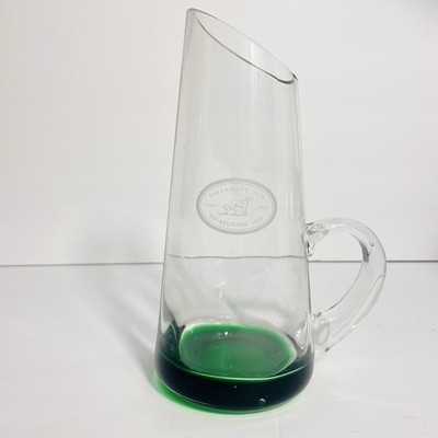 Vintage Tullamore Dew Clear Green Bottoms Art Glass Whiskey Pitchers Pour Irish