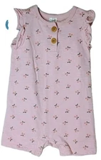 Modern Moments By Gerber Baby Girls 18M Blush Pink Romper Cherry Print Cotton